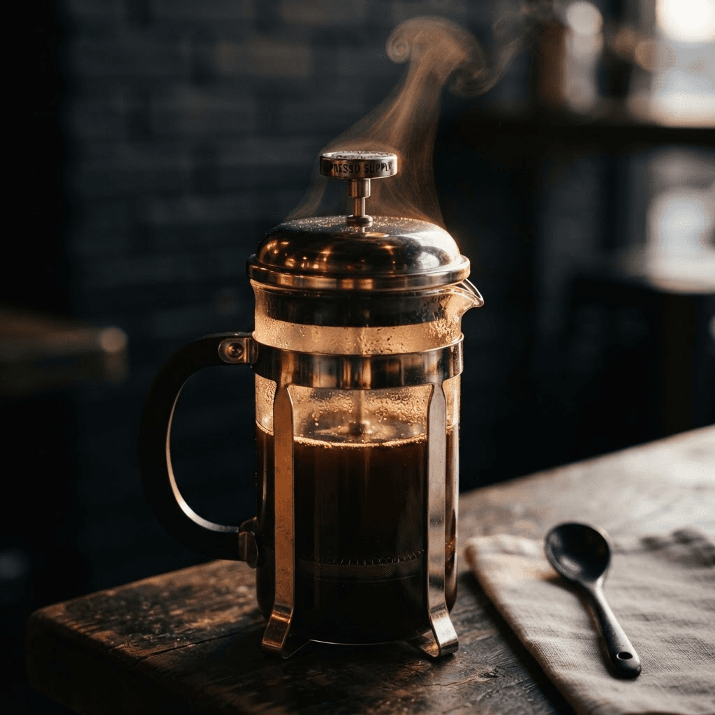 Café preparado con método Prensa francesa